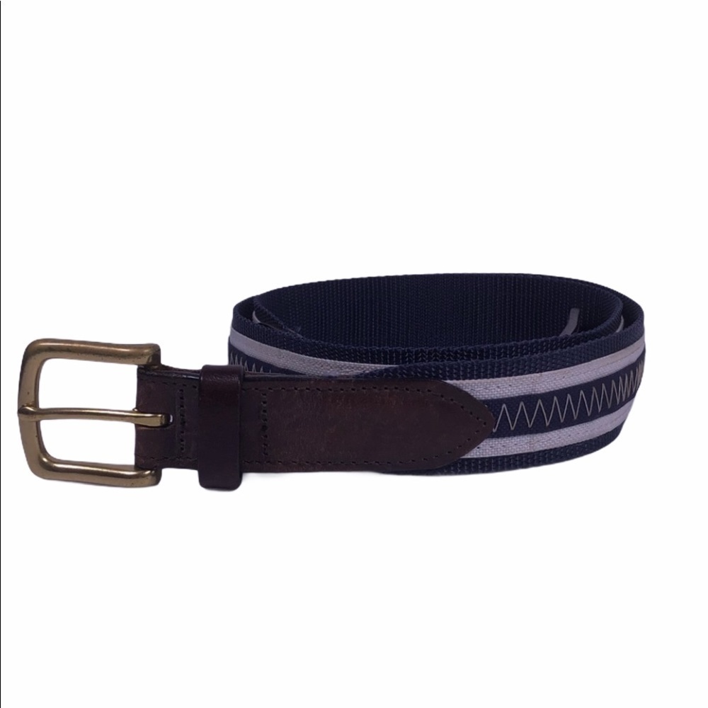VINEYARD Vines Stripe Canvas Leather Belt